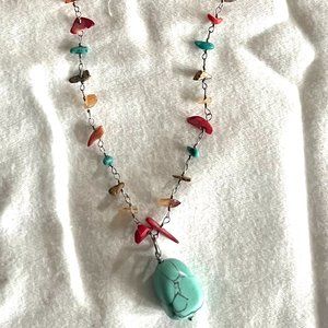 Lia Sophia Genuine Jasper, Howlite Turquoise Beaded Necklace